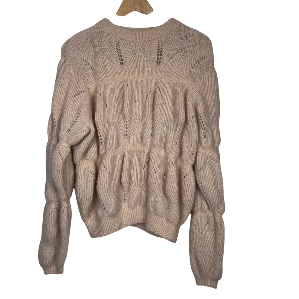 & Other Stories Alpaca Wool Blend Pointelle Knit Balloon Sleeve‎ Sweater Pink